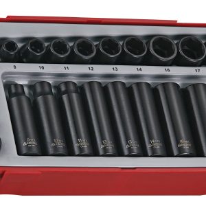 24 PIECE 1/4"-3/8" DRIVE IMPACT SOCKET SET