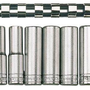 1/2" 8 PIECE 12 POINT DEEP SOCKET CLIP RAIL